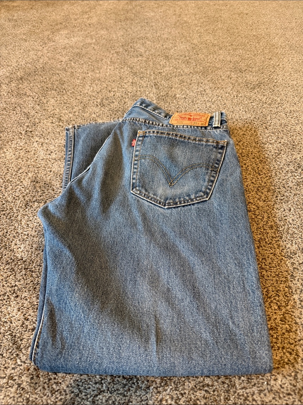 Levi's 505 Straight Relaxed Fit Light Blue Denim Jeans 36x30